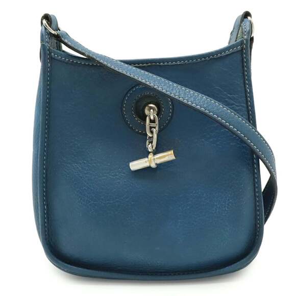 HERMES Vespa TPM Shoulder Bag Pochette in Togo Leather, Blue, G Stamp - Picture 2 of 10